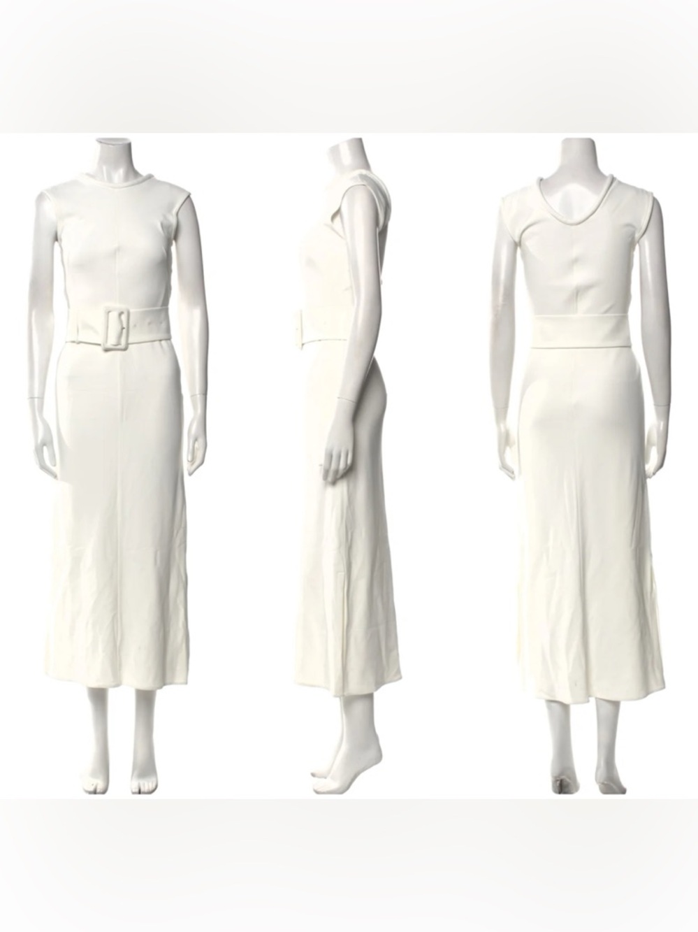 Another Tomorrow Belted Bias Midi Dress